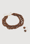 Layered Beaded Necklace and Earrings