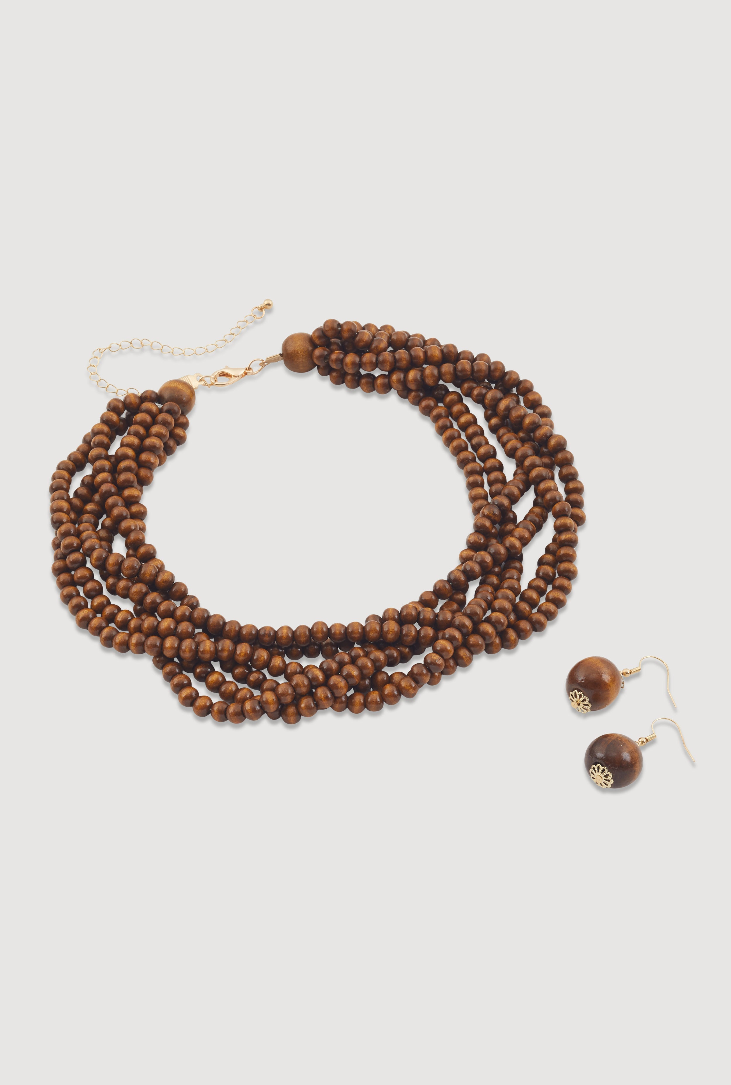 Layered Beaded Necklace and Earrings