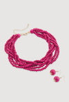 Layered Beaded Necklace and Earrings