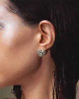 Belted Heart Stud Earrings in Silver