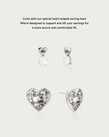 Belted Heart Stud Earrings in Silver