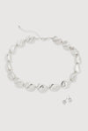 Sculpted Beaded Statement Necklace and Cubic Zirconia Earrings