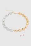 Sculpted Beaded Statement Necklace and Cubic Zirconia Earrings