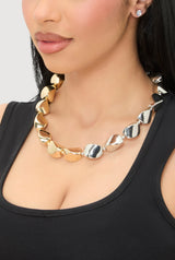 Sculpted Beaded Statement Necklace and Cubic Zirconia Earrings