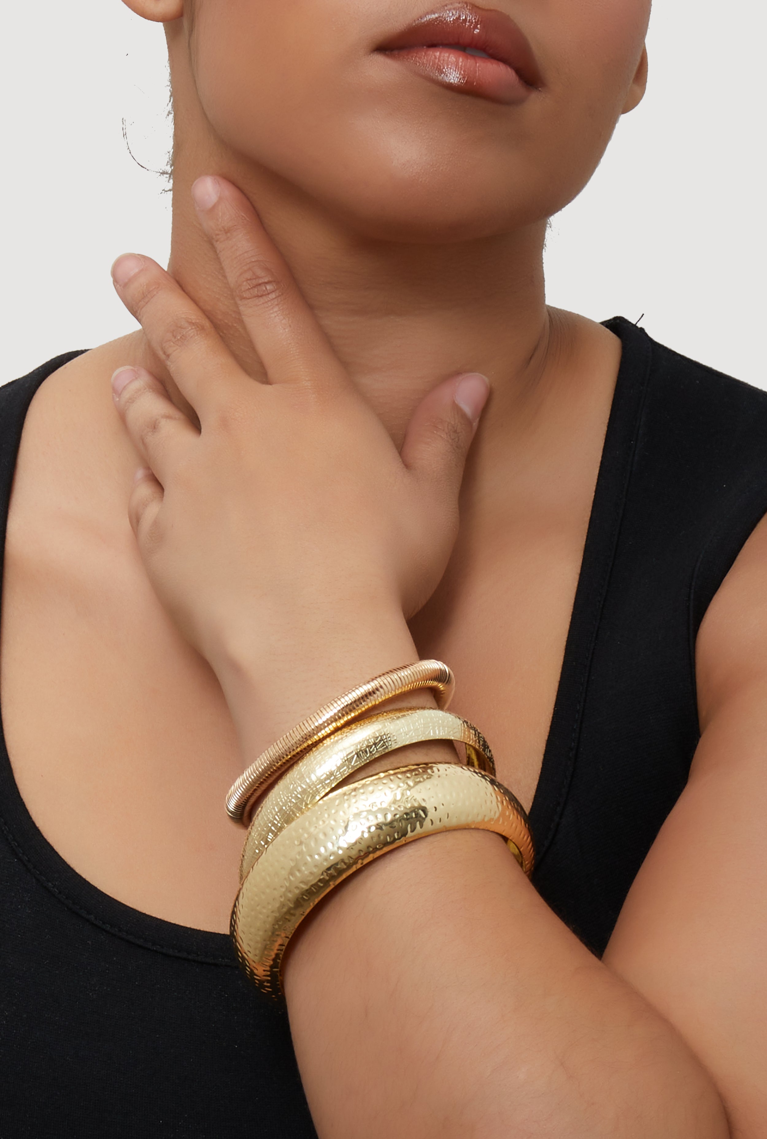 Plus Size Stylish Metallic Set of 3 Jewelry Bracelets