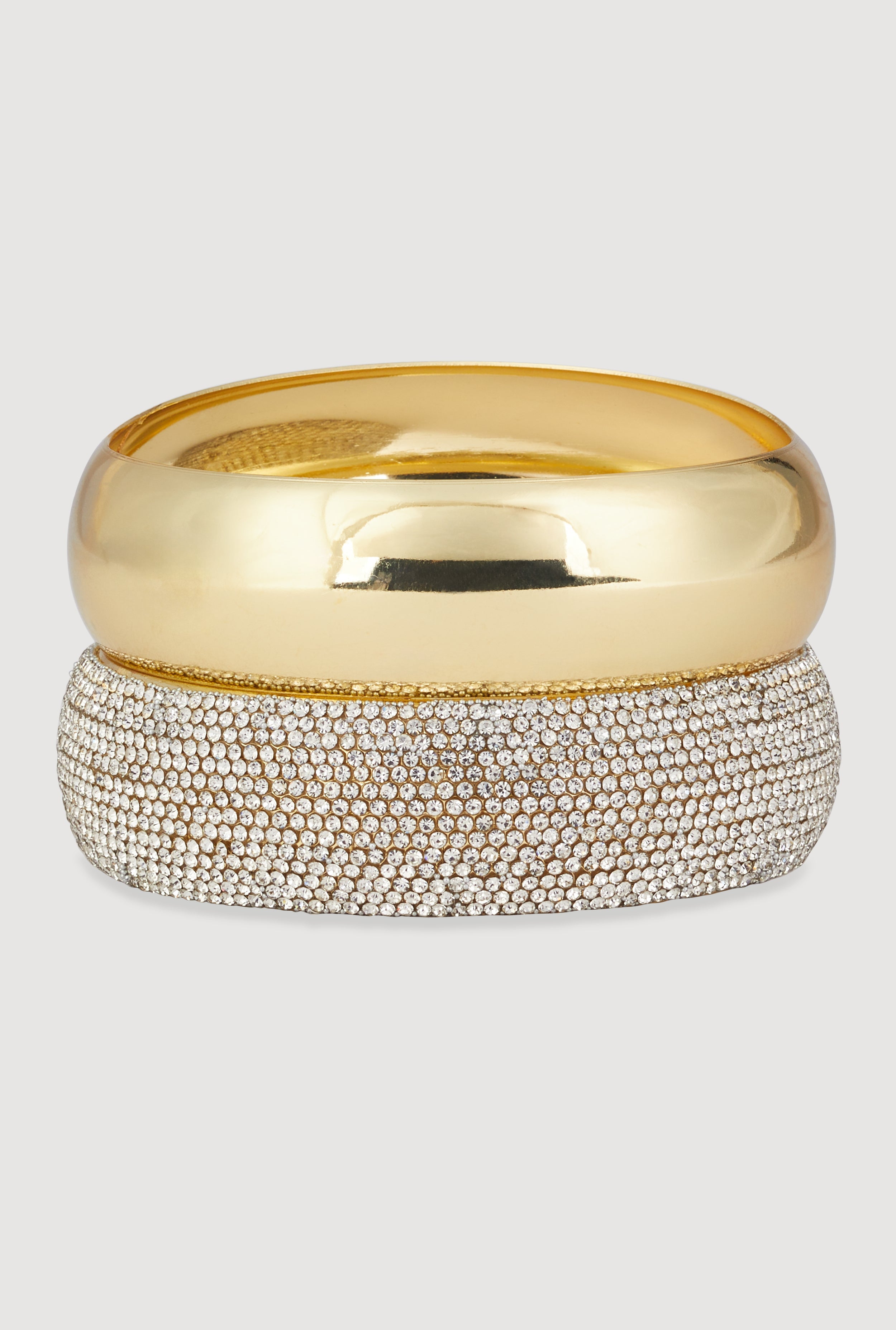 Rhinestone Shiny Metallic 2-Piece Bracelet Set