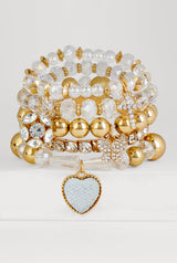 Beaded Rhinestone Charm Bracelets Set of 5
