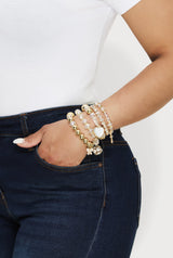 Beaded Rhinestone Charm Bracelets Set of 5