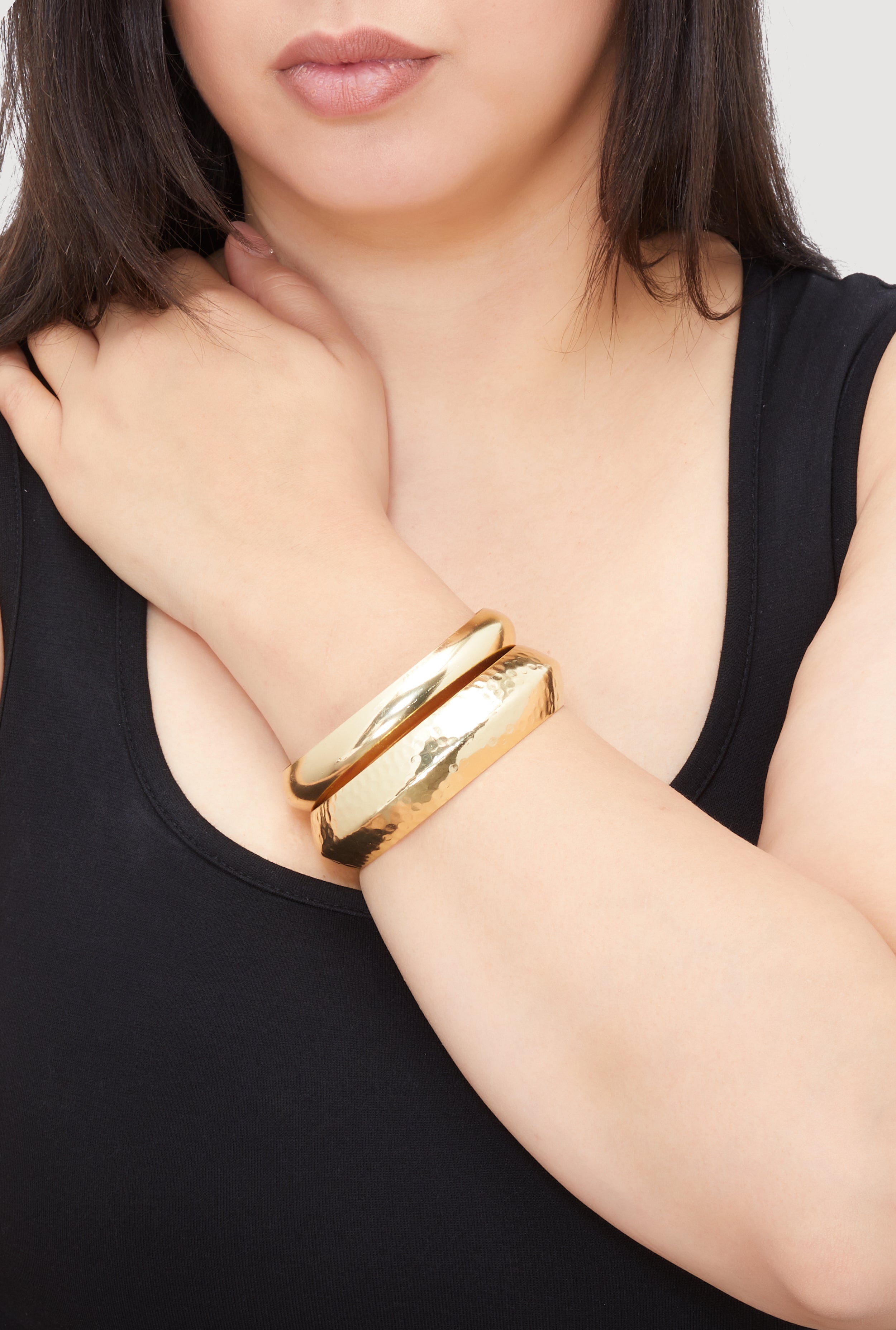 Plus Size Chunky Metallic Bangles Set of 2