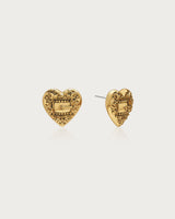 Belted Heart Stud Earrings in Silver
